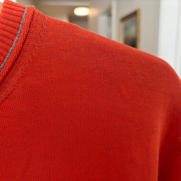 $635 Eleventy Platinum Crewneck Slim Fit Cotton Sweater in Orange - Medium - Picture 5 of 10